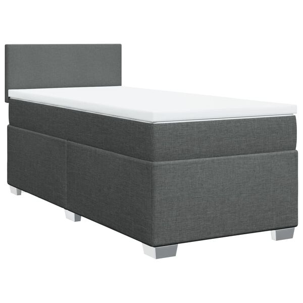 vidaXL Sommier &agrave; lattes de lit et matelas Gris fonc&eacute; 90x190 cm Tissu