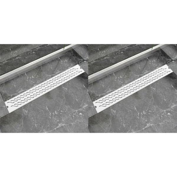 vidaXL Drain de douche lin&eacute;aire 2 pcs Vague 830x140mm Acier inoxydable