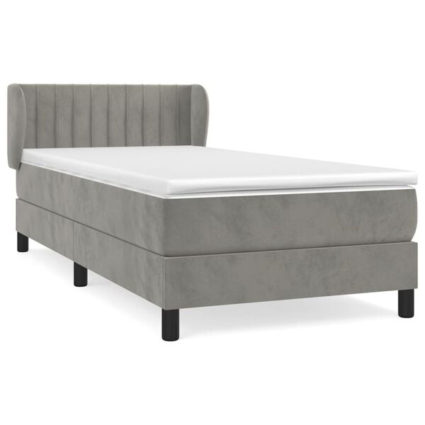 vidaXL Sommier &agrave; lattes de lit et matelas Gris clair 90x190 cm Velours