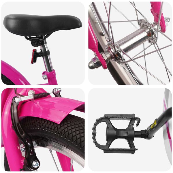 vidaXL V&eacute;lo pour Enfants 18 Pouces pour les 5-7 ans Rose fonc&eacute;