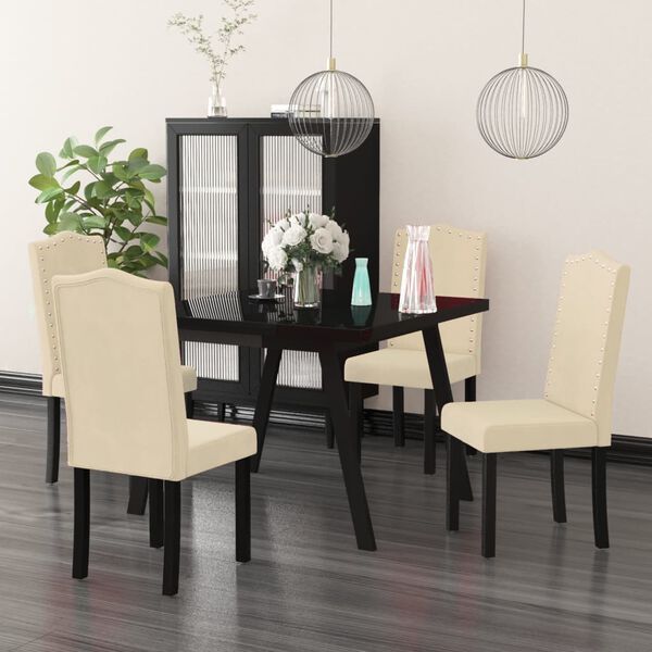 vidaXL Chaises &agrave; manger lot de 4 cr&egrave;me velours
