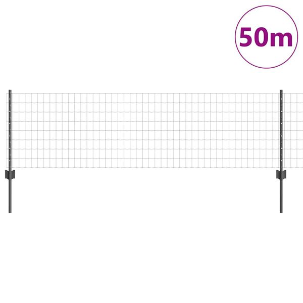 vidaXL Cl&ocirc;ture avec poteau Gris 0,6 x 50 m Acier et PVC