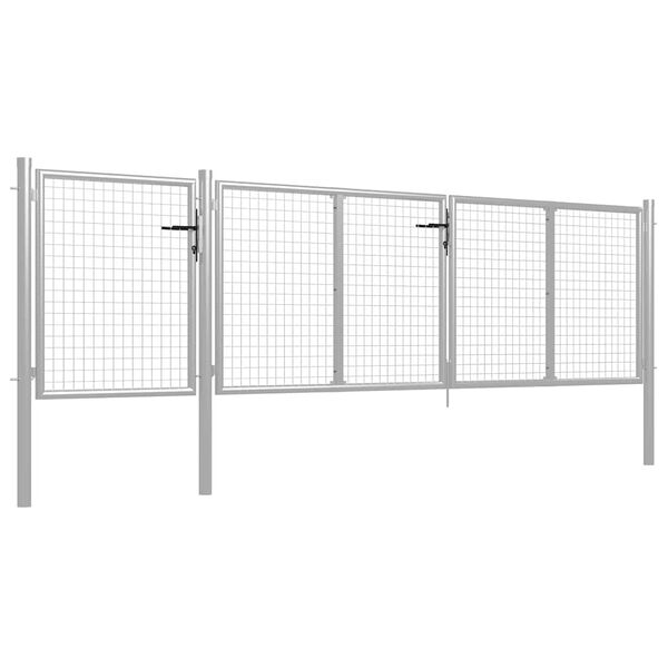 vidaXL Portail de jardin en acier 400 x 100 cm argent&eacute;