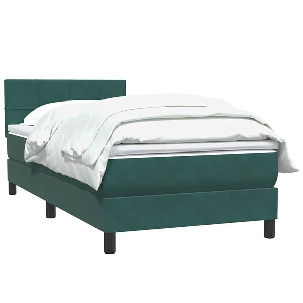 vidaXL Sommier &agrave; lattes de lit et matelas vert fonc&eacute; 80x220 cm velours