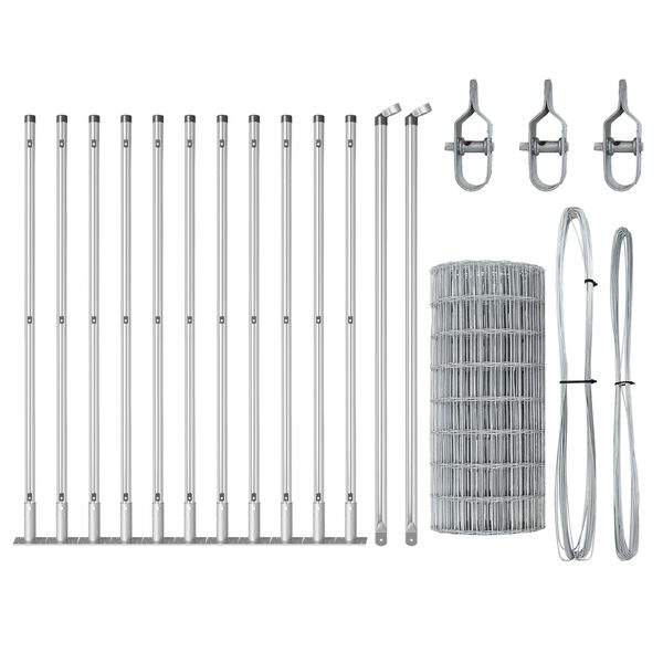 vidaXL Cl&ocirc;ture avec poteau Argent&eacute; 0,4 x 25 m Acier
