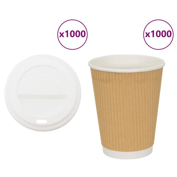 vidaXL Tasses &agrave; caf&eacute; en papier avec couvercles 1000 pcs 16oz 400ml
