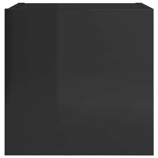 vidaXL Meuble TV mural Noir brillant 30,5x30x30 cm