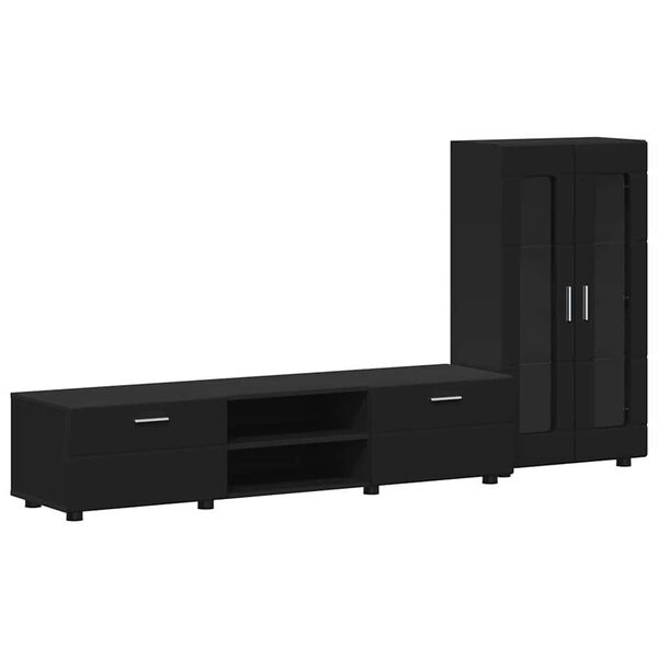 vidaXL Ensemble meuble TV avec tiroir FLORIN Noir Bois d'ing&eacute;nierie
