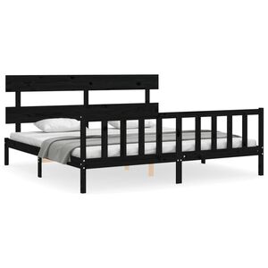 vidaXL Cadre de lit sans matelas noir 200x200 cm bois massif de pin