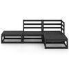 vidaXL Salon de jardin 4 pcs noir bois de pin massif