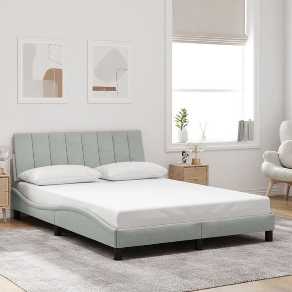 vidaXL Cadre de lit sans matelas Hanko gris clair 140x190 cm velours