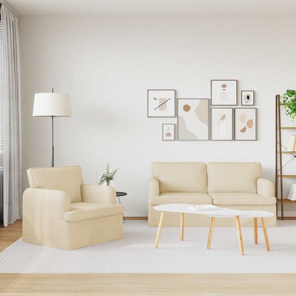 vidaXL Canap&eacute; 2 pcs Cr&egrave;me 162 x 80 x 85 cm tissu