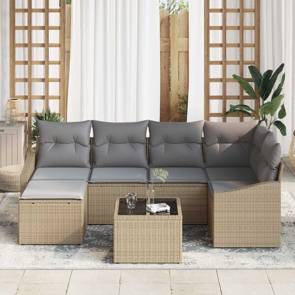 vidaXL Ensemble de salle &agrave; manger pour jardin avec coussin 7 pcs