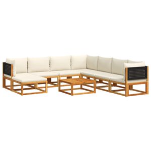 vidaXL Ensemble de canap&eacute;s de jardin 9 pi&egrave;ces avec coussins en bois d'acacia et rotin
