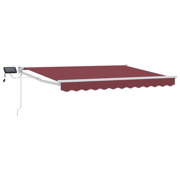 vidaXL Store r&eacute;tractable manuel avec LEDs Rouge bordeaux 2,5 x 2 m