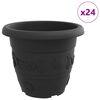 vidaXL Pot &agrave; fleurs rond 24 pcs Noir &Oslash; 26 x 21,5 cm Plastique