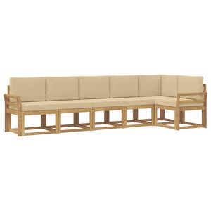 vidaXL Ensemble de canap&eacute;s d'ext&eacute;rieur 6 pc Blanc et Beige Polyester