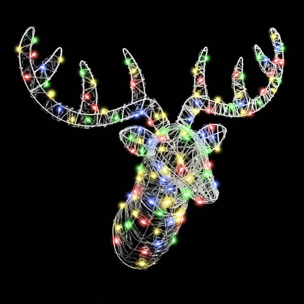 vidaXL T&ecirc;te de Renne avec 140 LED color&eacute; 68 x 36,5 x 62,5 cm Acrylique