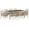 vidaXL Ensemble de salle &agrave; manger pour jardin 9 pc Beige polyrotin