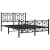 vidaXL Cadre de lit m&eacute;tal sans matelas avec pied de lit noir 135x190cm