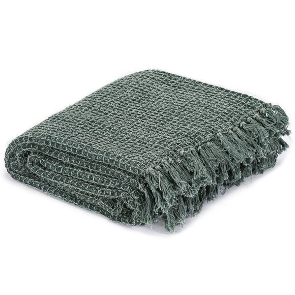 vidaXL Couverture Coton 160 x 210 cm Vert fonc&eacute;