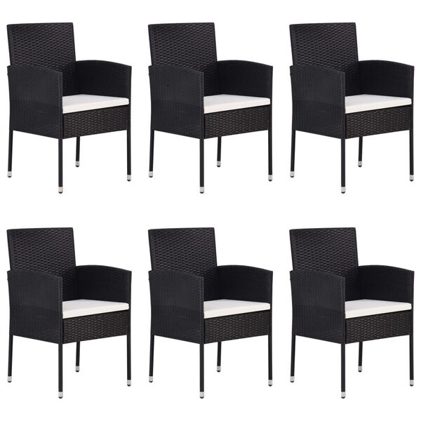 vidaXL Ensemble &agrave; manger de jardin 7 pcs R&eacute;sine tress&eacute;e Noir
