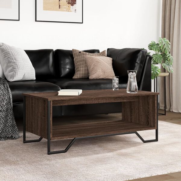 vidaXL Table basse ch&ecirc;ne marron 100x51x40 cm bois d'ing&eacute;nierie