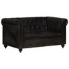vidaXL Canap&eacute; Chesterfield &agrave; 2 places Noir Cuir v&eacute;ritable