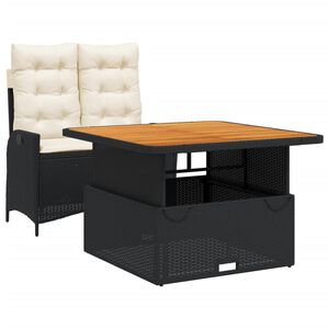 vidaXL Ensemble &agrave; manger de jardin coussins 2pcs noir r&eacute;sine tress&eacute;e