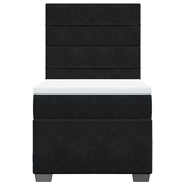 vidaXL Sommier &agrave; lattes de lit avec matelas Noir 90x190 cm Velours