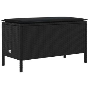vidaXL Pouf de Jardin avec oreiller Noir 80 x 38 x 45 cm Rotin PE