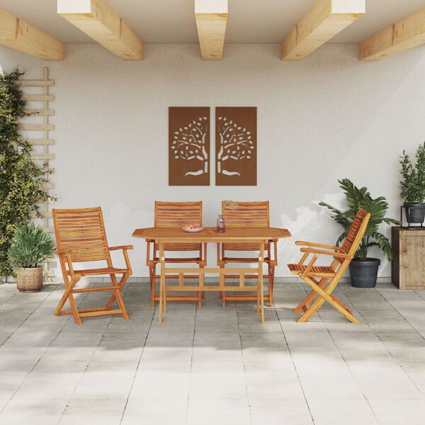 vidaXL Ensemble de salle &agrave; manger pour jardin 5 pcs Marron