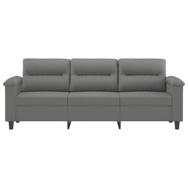 vidaXL Canap&eacute; &agrave; 3 places Gris fonc&eacute; 180 cm Tissu microfibre