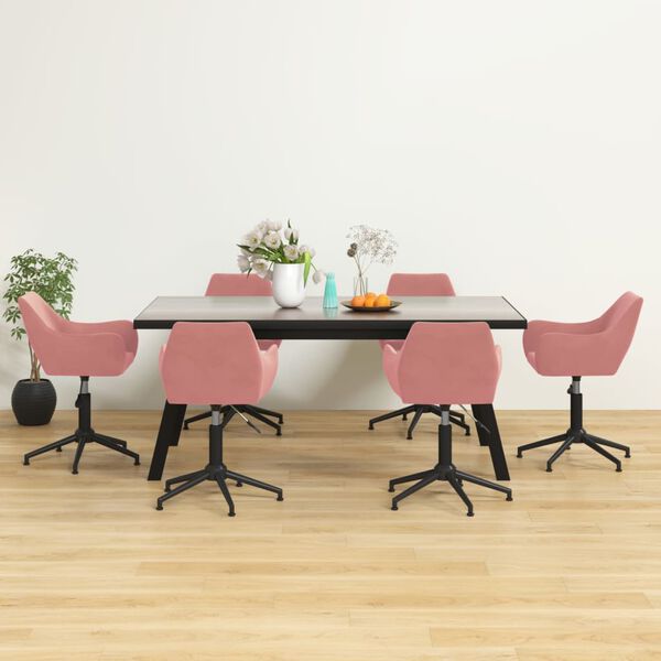 vidaXL Chaises pivotantes &agrave; manger lot de 6 rose velours