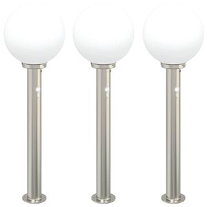 vidaXL Bornes lumineuses avec d&eacute;tecteur lot de 3 80 cm acier inoxydable IP44