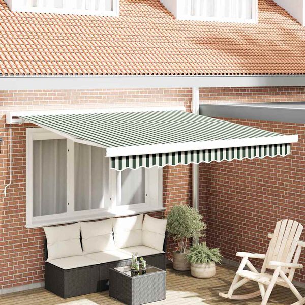 vidaXL Auvent R&eacute;tractable Vert et blanc 300 x 250 cm Tissu et M&eacute;tal
