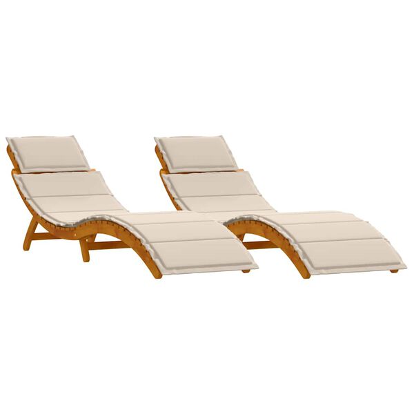 vidaXL Chaise longue 2 pcs Blanc 184 x 55 x 64cm Bois d'acacia massif