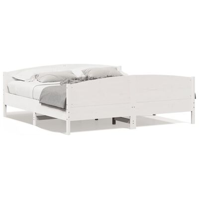 vidaXL Cadre de lit et tête de lit blanc 180x200 cm bois de pin massif