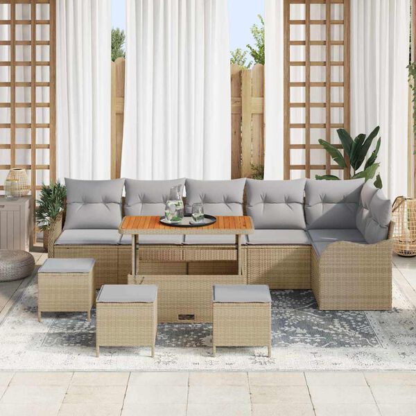 vidaXL Ensemble de canap&eacute; de jardin 10 pcs Beige et Gris clair