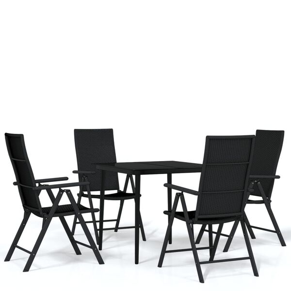 vidaXL Ensemble &agrave; manger de jardin 5 pcs Noir