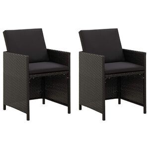 vidaXL Chaises de jardin lot de 2 avec coussins R&eacute;sine tress&eacute;e Noir