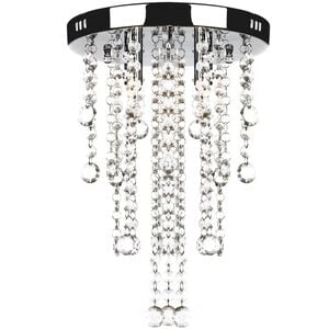 vidaXL Plafonnier avec perles de cristal Blanc M&eacute;tal