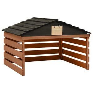vidaXL Garage de tondeuse &agrave; gazon Noir et marron 78x74x54cm Sapin