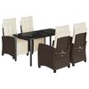 vidaXL Ensemble &agrave; manger de jardin 5 pcs et coussins marron poly rotin