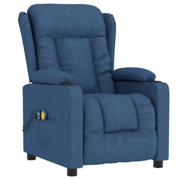 vidaXL Fauteuil de massage Bleu Tissu