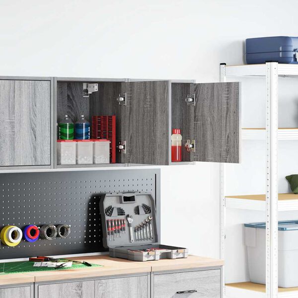 vidaXL Armoires murales de garage 2 pcs sonoma gris bois d'ing&eacute;nierie
