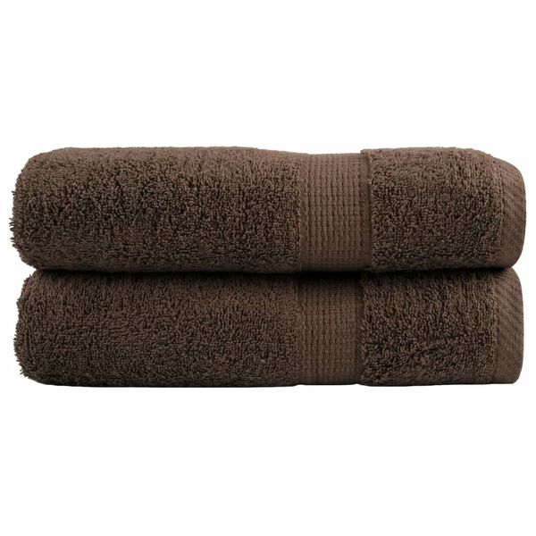 vidaXL Essuie-mains de qualit&eacute; sup&eacute;rieure SOLUND 2 pcs marron 600 g/m&sup2;