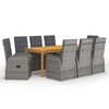 vidaXL Ensemble &agrave; manger de jardin 9 pcs Gris