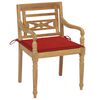 vidaXL Chaises Batavia lot de 2 et coussins rouges Bois de teck massif