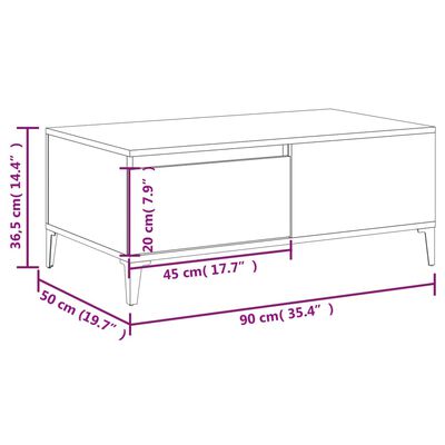 vidaXL Table basse Sonoma gris 90x50x36,5 cm Bois d'ingénierie